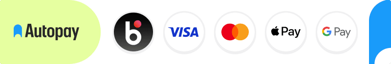 Metody płatności przez Autopay: BLIK, Visa, Mastercard, Apple Pay, Google Pay